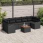 Preview: ARDEBO.de - 8-teiliges Garten Sofaset mit Kissen Schwarz Poly Rattan Akazie, Zweisitzer Garten Sofa mit Stauraum & Kissen Schwarz Poly Rattan