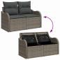 Preview: 6-Teiliges Gartensofa Set mit Kissen Grau Poly Rattan Akazie, 2-Sitzer Gartensofa mit Stauraum & Kissen Grau Poly Rattan