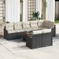 Preview: ARDEBO.de - 9-teiliges Garten Sofa Set mit Kissen in schwarzem Poly Rattan Akazie, 2-Sitzer Garten Sofa mit Stauraum und Kissen in schwarzem Poly Rattan