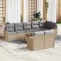 Preview: ARDEBO.de - 9-teiliges Garten-Sofa-Set mit Kissen Beige Poly Rattan Akazie, 2-Sitzer Garten-Sofa mit Stauraum & Kissen Beige Poly Rattan