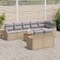 Preview: 9-teiliges Garten-Sofa-Set mit Kissen Beige Poly Rattan Akazie, 2-Sitzer Garten-Sofa mit Stauraum & Kissen Beige Poly Rattan