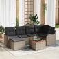 Preview: ARDEBO.de - 7-teiliges Garten-Sofa-Set mit Kissen Grau Poly Rattan Akazie, 2-Sitzer Garten-Sofa mit Stauraum & Kissen Grau Poly Rattan
