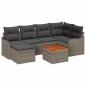 Preview: 7-teiliges Garten-Sofa-Set mit Kissen Grau Poly Rattan Akazie, 2-Sitzer Garten-Sofa mit Stauraum & Kissen Grau Poly Rattan