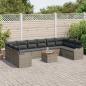Preview: 11-teiliges Garten-Sofa-Set mit Kissen Grau Poly Rattan Akazie, 2-Sitzer Garten-Sofa mit Stauraum & Kissen Grau Poly Rattan