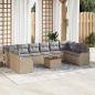 Preview: ARDEBO.de - 11-teilige Garten-Sofa-Set mit Kissen Beiges Poly-Rattan Akazie, 2-sitziges Garten-Sofa mit Stauraum & Kissen Beiges Poly-Rattan