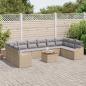 Preview: 11-teilige Garten-Sofa-Set mit Kissen Beiges Poly-Rattan Akazie, 2-sitziges Garten-Sofa mit Stauraum & Kissen Beiges Poly-Rattan