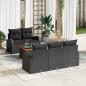 Preview: ARDEBO.de - 6-teiliges Garten-Sofa-Set mit Kissen Schwarz Poly Rattan Akazie, 2-Sitzer Garten-Sofa mit Stauraum & Kissen Schwarz Poly Rattan