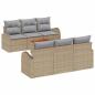Preview: 7-teiliges Garten Sofa Set mit Kissen Beige Poly Rattan Akazie, 2-Sitzer Garten Sofa mit Stauraum & Kissen Beige Poly Rattan