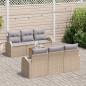 Preview: 7-teiliges Garten Sofa Set mit Kissen Beige Poly Rattan Akazie, 2-Sitzer Garten Sofa mit Stauraum & Kissen Beige Poly Rattan