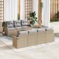Preview: ARDEBO.de - 8-teiliges Garten Sofa Set mit Kissen Beige Poly Rattan Akazie, 2-Sitzer Garten Sofa mit Stauraum & Kissen Beige Poly Rattan