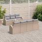 Preview: 8-teiliges Garten Sofa Set mit Kissen Beige Poly Rattan Akazie, 2-Sitzer Garten Sofa mit Stauraum & Kissen Beige Poly Rattan
