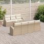 Preview: 8-teiliges Garten Sofa Set mit Kissen Beige Poly Rattan Akazie, 2-Sitzer Garten Sofa mit Stauraum & Kissen Beige Poly Rattan