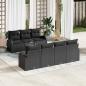 Preview: ARDEBO.de - 8-teiliges Gartensofa Set mit Kissen Schwarz Poly Rattan Akazie, 2-Sitzer Gartensofa mit Stauraum & Kissen Schwarz Poly Rattan