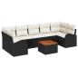 Preview: 8-teiliges Garten Sofa Set mit Kissen Schwarz Poly Rattan Akazie, 2-Sitzer Garten Sofa mit Stauraum & Kissen Schwarz Poly Rattan