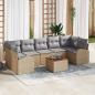 Preview: ARDEBO.de - 8-teiliges Garten Sofa Set mit Kissen Beige Poly Rattan Akazie, 2-Sitzer Garten Sofa mit Stauraum & Kissen Beige Poly Rattan