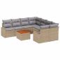 Preview: 9-teilige Garten Sofa Set mit Kissen Beige Poly Rattan Akazie, 2-Sitzer Garten Sofa mit Stauraum & Kissen Beige Poly Rattan