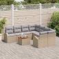 Preview: 9-teilige Garten Sofa Set mit Kissen Beige Poly Rattan Akazie, 2-Sitzer Garten Sofa mit Stauraum & Kissen Beige Poly Rattan