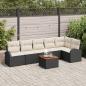 Preview: ARDEBO.de - 7-teiliges Garten-Sofa-Set mit Kissen Schwarzes Poly-Rattan Akazie, 2-Sitzer Garten-Sofa mit Stauraum & Kissen Schwarz Poly-Rattan