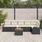 Preview: 7-teiliges Garten-Sofa-Set mit Kissen Schwarzes Poly-Rattan Akazie, 2-Sitzer Garten-Sofa mit Stauraum & Kissen Schwarz Poly-Rattan