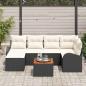 Preview: 7-teiliges Garten-Sofa-Set mit Kissen Schwarz Poly-Rattan Akazie, 2-Sitzer Garten-Sofa mit Stauraum & Kissen Schwarz Poly-Rattan