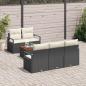 Preview: 6-teiliges Garten Sofa Set mit Kissen Schwarz Poly Rattan Akazie, 2-Sitzer Garten Sofa mit Stauraum & Kissen Schwarz Poly Rattan