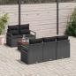 Preview: 6-teiliges Garten-Sofa-Set mit Kissen Schwarz Poly Rattan Akazie, 2-Sitzer Garten-Sofa mit Stauraum & Kissen Schwarz Poly Rattan