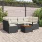 Preview: ARDEBO.de - 7-teiliges Garten Sofa Set mit Kissen, Schwarz, Poly-Rattan, Akazie, 2-Sitzer Garten Sofa mit Stauraum & Kissen, Schwarz, Poly-Rattan