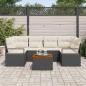 Preview: 7-teiliges Garten Sofa Set mit Kissen, Schwarz, Poly-Rattan, Akazie, 2-Sitzer Garten Sofa mit Stauraum & Kissen, Schwarz, Poly-Rattan