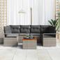 Preview: 7-teiliges Garten-Sofaset mit Kissen Grau Poly-Rattan Akazie, 2-Sitzer Garten-Sofa mit Stauraum & Kissen Grau Poly-Rattan