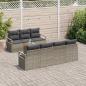 Preview: ARDEBO.de - 8-teiliges Garten Sofaset mit Kissen Grau Poly Rattan Akazie, 2-Sitzer Garten Sofa mit Stauraum & Kissen Grau Poly Rattan