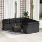 Preview: ARDEBO.de - 9-teiliges Garten Sofa Set mit Kissen Schwarzes Poly Rattan Akazie, 2-Sitzer Garten Sofa mit Stauraum & Kissen Schwarzes Poly Rattan