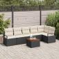 Preview: ARDEBO.de - 7-teiliges Garten-Sofa-Set mit Kissen Schwarz Poly-Rattan Akazie, 2-Sitzer Garten-Sofa mit Stauraum & Kissen Schwarz Poly-Rattan