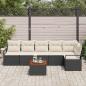 Preview: 7-teiliges Garten-Sofa-Set mit Kissen Schwarz Poly-Rattan Akazie, 2-Sitzer Garten-Sofa mit Stauraum & Kissen Schwarz Poly-Rattan