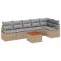 Preview: 7-teiliges Garten Sofa Set mit Kissen Beige Poly Rattan Akazie, 2-Sitzer Garten Sofa mit Stauraum & Kissen Beige Poly Rattan