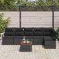 Preview: 7-teiliges Garten-Sofa-Set mit Kissen Schwarz Poly-Rattan Akazie, 2-Sitzer Garten-Sofa mit Stauraum & Kissen Schwarz Poly-Rattan