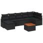Preview: ARDEBO.de - 8-teiliges Garten Sofa Set mit Kissen Schwarz Poly Rattan Akazie, 2-Sitzer Garten Sofa mit Stauraum & Kissen Schwarz Poly Rattan