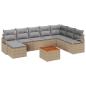 Preview: 9-teiliges Garten Sofa Set mit Kissen Beiges Poly Rattan Akazie, 2-Sitzer Garten Sofa mit Stauraum & Kissen Beiges Poly Rattan