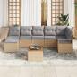 Preview: 9-teiliges Garten Sofa Set mit Kissen Beiges Poly Rattan Akazie, 2-Sitzer Garten Sofa mit Stauraum & Kissen Beiges Poly Rattan