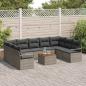 Preview: 10-teiliges Garten-Sofa-Set mit Kissen Grau Poly Rattan Akazie, 2-Sitzer Garten-Sofa mit Stauraum & Kissen Grau Poly Rattan