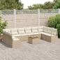 Preview: 11-teiliges Garten Sofa Set mit Kissen Beige Poly Rattan Akazie, 2-Sitzer Garten Sofa mit Stauraum und Kissen Beige Poly Rattan