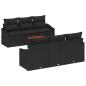 Preview: 7-teiliges Garten Sofa Set mit Kissen Schwarz Poly Rattan Akazie