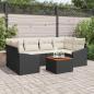 Preview: ARDEBO.de - 7-teiliges Garten Sofa Set mit Kissen Schwarz Poly Rattan Akazie