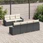 Preview: 8-teiliges Garten-Sofaset mit Kissen Schwarz Poly-Rattan Akazie
