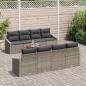 Preview: 7-teiliges Garten Sofa Set mit Kissen Grau Poly Rattan Akazie