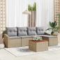 Preview: ARDEBO.de - 6-teiliges Garten Sofa Set mit Kissen Beige Poly Rattan Akazienholz