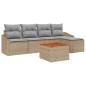 Preview: 6-teiliges Garten Sofa Set mit Kissen Beige Poly Rattan Akazienholz