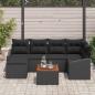 Preview: ARDEBO.de - 7-teiliges Garten Sofa Set mit Kissen Schwarz Poly Rattan Akazie