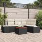Preview: ARDEBO.de - 5-teiliges Garten Sofa Set mit Kissen in Schwarz Poly Rattan Akazie