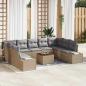 Preview: ARDEBO.de - 10-teiliges Garten Sofa Set mit Kissen Beige Poly Rattan Akazie