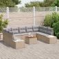Preview: 10-teiliges Garten Sofa Set mit Kissen Beige Poly Rattan Akazie